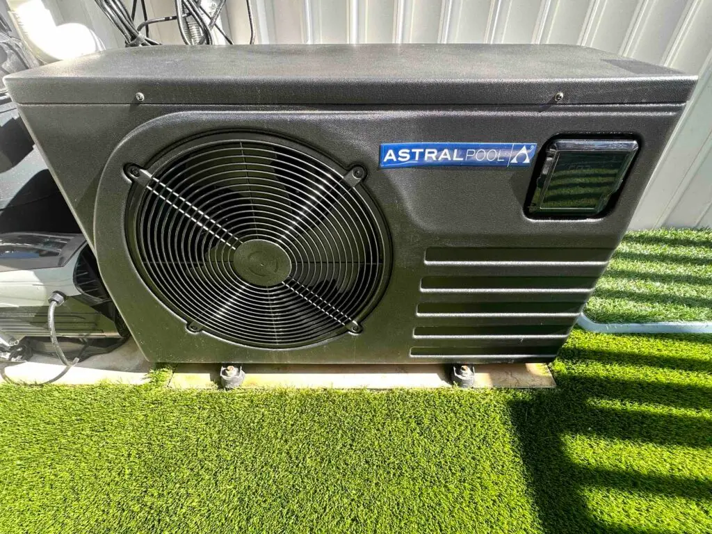 Astral pool heat pump installed for a residential pool on the Sunshine Coast