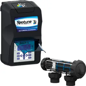 Neptune salt water chlorinator installed for residential swimming pool